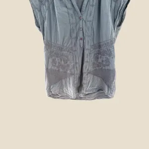 KUHL‎ Womens Blue Organic Cotton Embroidered Cap Sleeve Boho Top Small thumbnail 3