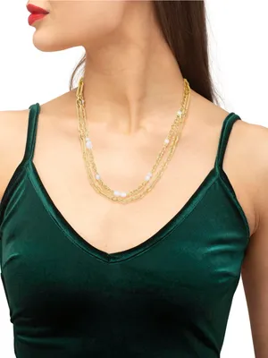 Kendra Scott Mollie Gold Double-Layer Chain Necklace with pearls thumbnail 2