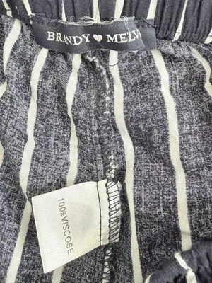 Brandy Melville Frankie navy blue white high waisted striped ankle pants thumbnail 9
