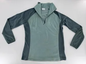 Columbia Fleece Sweater Women’s Sz L 3/4 Zip Pullover Sweatshirt Outdoor Green thumbnail 1