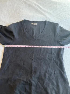 Flax V Pullover Linen Shirt Grey Medium thumbnail 4