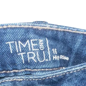 Time and Tru Dark Blue Distressed Jean Shorts Size 16 thumbnail 2