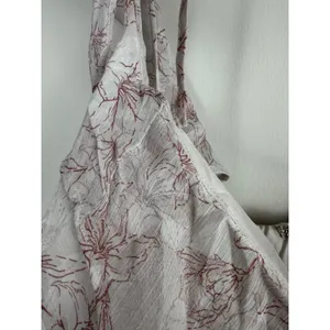 Storia Ruffle Floral Maxi Dress Cream Burgundy V-Neck Mermaid Gown Wedding Guest thumbnail 14