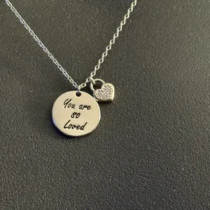 You Are So Loved Rhodium dipped pendant necklace thumbnail 6