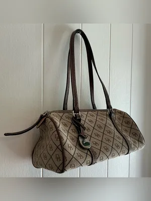 A vintage Dooney & Bourke signature jacquard barrel shoulder bag thumbnail 3