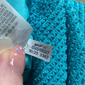 NWT XL Aerie Shimmery Crinkle Birthday Scoop Cheekiest One Piece Swimsuit Blue thumbnail 9