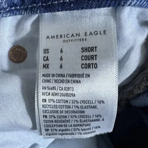 American Eagle Curvy 90s Bootcut Solid Denim Jeans Blue Split Hem Size 6 Short thumbnail 7