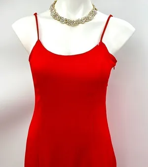 Lulu’s red maxi hi lo spaghetti strap dress thumbnail 1