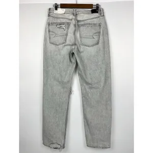 NEW American Eagle 8 Ripped '90s Straight High Waist Jean Gray Wash thumbnail 9