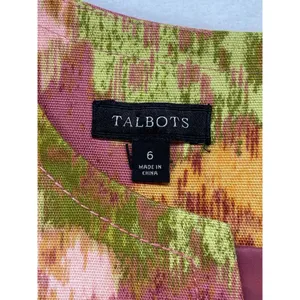 Talbots Shift Dress Womens 6 Pink‎ Green Retro Mod Floral Faux Pockets thumbnail 4