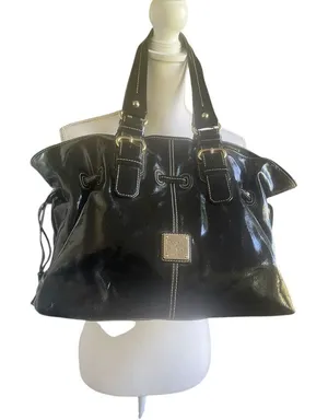 Dooney & Bourke Medium Chiara Patent Leather Drawstring Satchel Bag Black thumbnail 1
