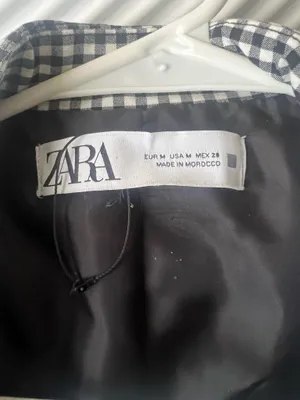 ZARA Black and White Houndstooth Cropped Blazer thumbnail 4