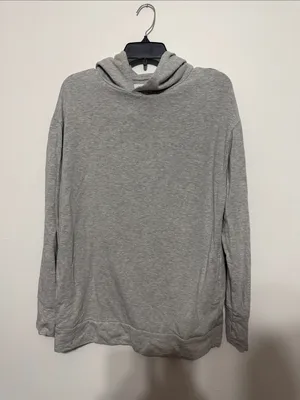 Aerie Light Gray Hooded Pullover Sweatshirt thumbnail 2