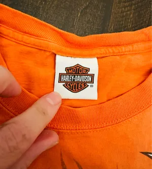 Harley Davidson Shirt Mens Medium Orange Short Sleeve Graphic Tee Biker Skull thumbnail 4