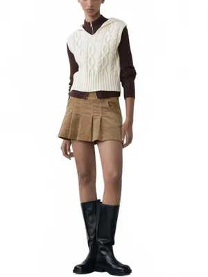 Mango Cable-Knit Gilet with Hood NWT Ecru Small thumbnail 3