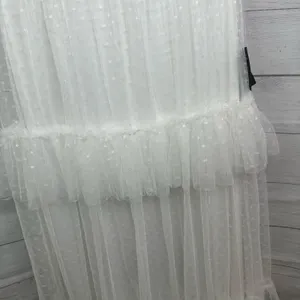 Lulus Women L White Tulle Swiss Dot Strapless Tiered Midi Dress NEW Romantic thumbnail 7