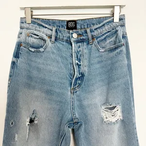 BDG Jeans Size 27 Blue High Rise Distressed Ripped Straight Raw Hem Grunge Indie thumbnail 2