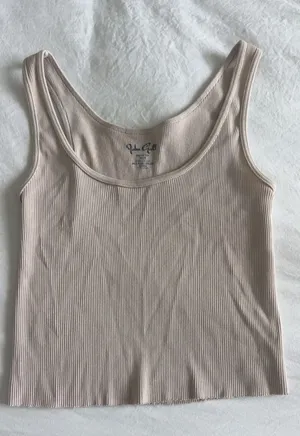 Brandy Melville John Galt cream ribbed cotton tank top thumbnail 1