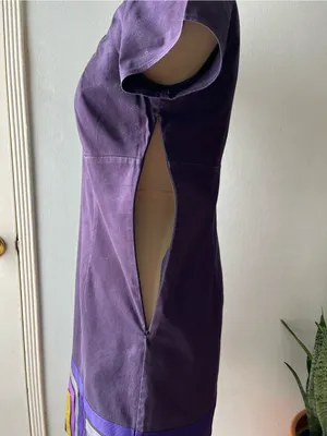 Boden• Navy & Purple Grosgrain Ribbon Detail• Cotton Dress• Sz 6 thumbnail 3