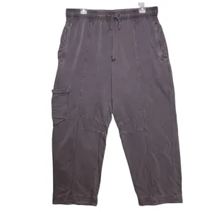 Out From Under Pants Women's L Gray Cargo Crop Drawstring Twill Pockets Relaxed thumbnail 2