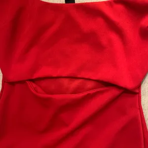 Square Neck Red Dress With Cutout thumbnail 5