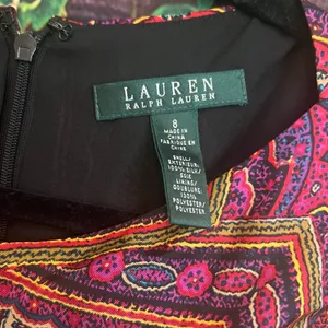 Lauren Ralph Lauren 100% Silk Paisley Midi Dress Sz 8 Floral Boatneck Shift NWT thumbnail 2