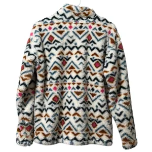 Eddie Bauer‎ 1/4 Zip Fleece Jacket Women Size Medium Aztec Country Preppy Fluffy thumbnail 2
