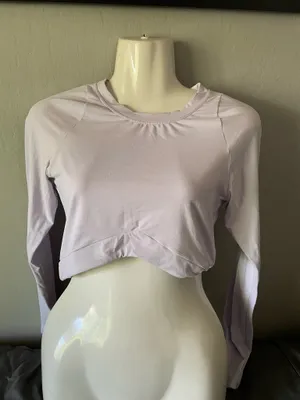 Alphalete light purple long-sleeve crop top thumbnail 1
