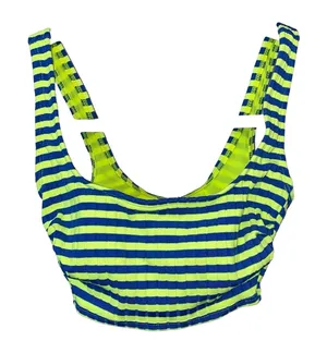 Xhilaration Ribbed Crop Tank XS Neon Stripe Blue Yellow Bralette‎ Top Stretch thumbnail 1