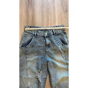 Acid Wash Wide Leg Barrel Jeans Distressed Balloon Denim Light Blue Streetwear thumbnail 6