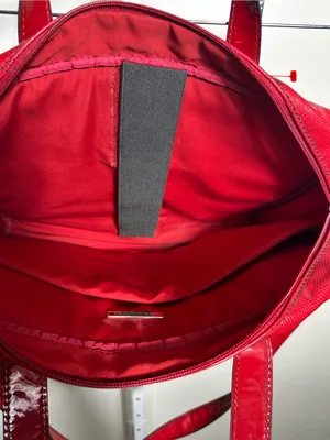 The Limited Red Textured Laptop Work Bag Satchel Shoulder Bag thumbnail 2