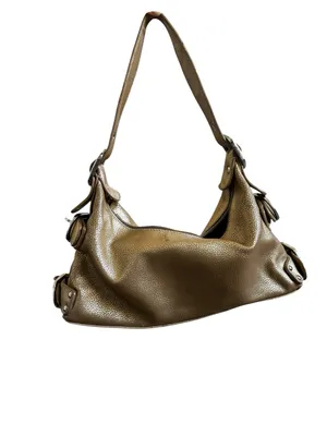 Vintage Gold Pebble Faux Leather Shoulder Bag Buckles & Straps Y2K Club Wear thumbnail 3