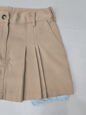 Zara Women’s Denim Pleated Khaki Mini Skirt Size XS thumbnail 3