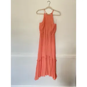 NWTs All in Favor Maxi‎ Dress Coral Halter Ruffle Autumn Parisian Boho Party thumbnail 2