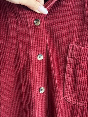 L.L.Bean Women's Corduroy Button-Up Shirt Jacket Red XL Cotton thumbnail 5