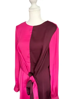 STEVE MADDEN Burgundy Pink Block Long Sleeve Dress Size Small thumbnail 4