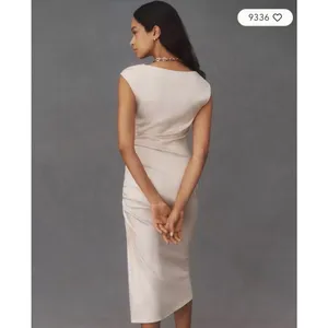 BHLDN Anthropologie Francesca High-Neck Satin Maxi Dress Cream‎ Medium NWT thumbnail 3
