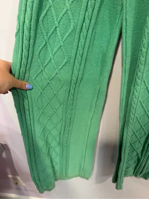 Edikted Green‎ Cable Knit Wide-Leg Sweater Pants thumbnail 2