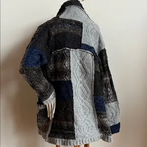 Curio Patchwork Cardigan Sweater oversized thumbnail 3
