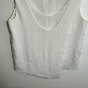 Vetiver Women's Sleeveless Blouse White Scoop Neck Faux Wrap Lined Boxy‎ thumbnail 3