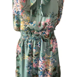 Lauren Conrad Dress Boho Fairy Green Floral Ruffle Layered Cinched Waist SZ SM thumbnail 4