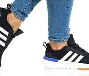 Adidas Black and White Shoes with Blue and Red Details thumbnail 1