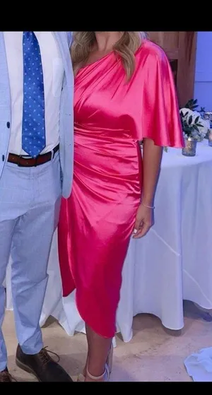 Amazon One Shoulder Pink midi Dress thumbnail 2