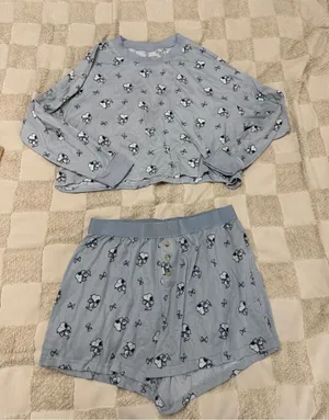 Ae American Eagle Peanuts Bow Plush Pj Pajama Set -‎ Women’s M thumbnail 1
