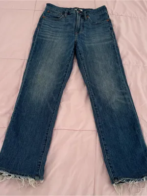 Madewell The Perfect Vintage Crop High-Waist Straight Jeans in Medium Blue, 26 thumbnail 8
