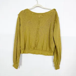 Free People X We The Free Golden Road Cardigan Curly Willow Mustard Olive Crop thumbnail 4