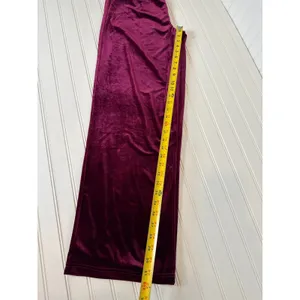 Lulus Chic Splendor Wine Red Velvet Pleated High-Rise Wide-Leg Pants Luxe Size M thumbnail 7
