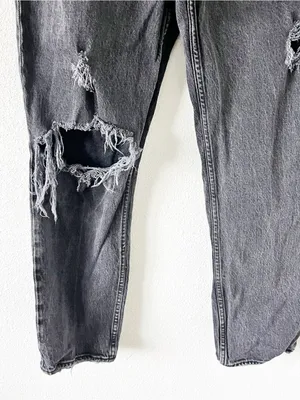 Abercrombie & Fitch High Rise Dad Washed Black Destroy Jeans thumbnail 4