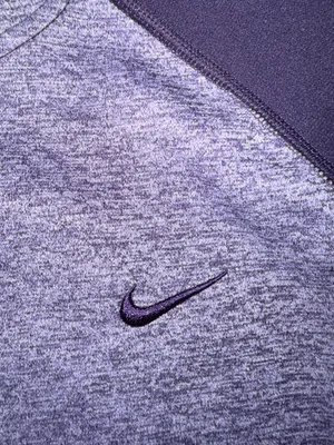 Nike Therma-Fit Two-Tone Purple and Heather Gray Pullover Hoodie with Thumbholes thumbnail 4