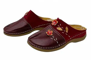 NWOT ~ Bohemian Flower Clog Mules Dark Red Boho Hippie Chic Shoes ~ Women's 9 thumbnail 3